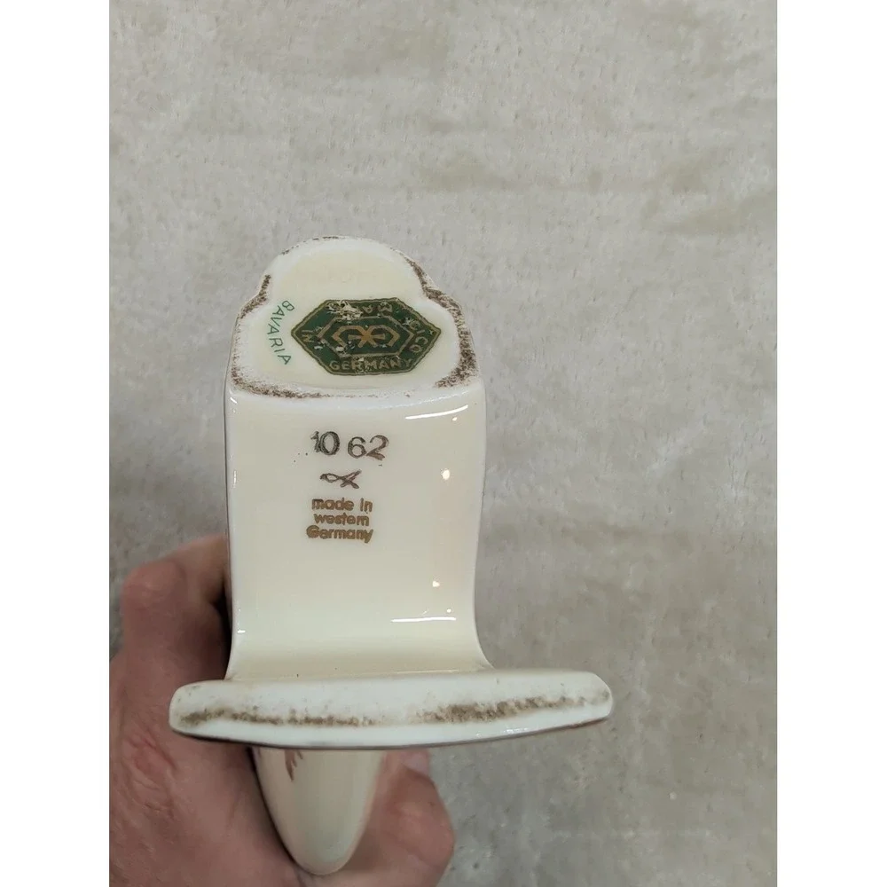 Vintage MCM CK Bavaria West Germany Porcelain‎ Bud Vase Atomic Gold Gilt Floral